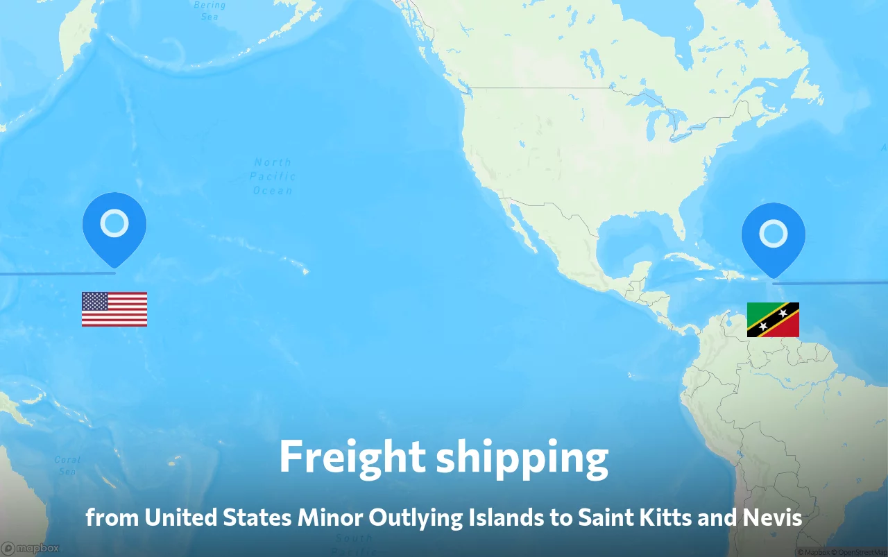 Shipping route from United States Minor Outlying Islands to Saint Kitts and Nevis
