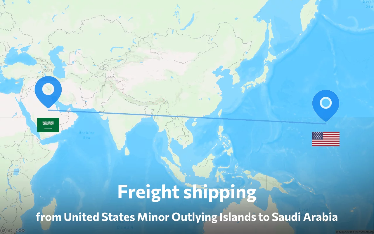 Shipping route from United States Minor Outlying Islands to Saudi Arabia