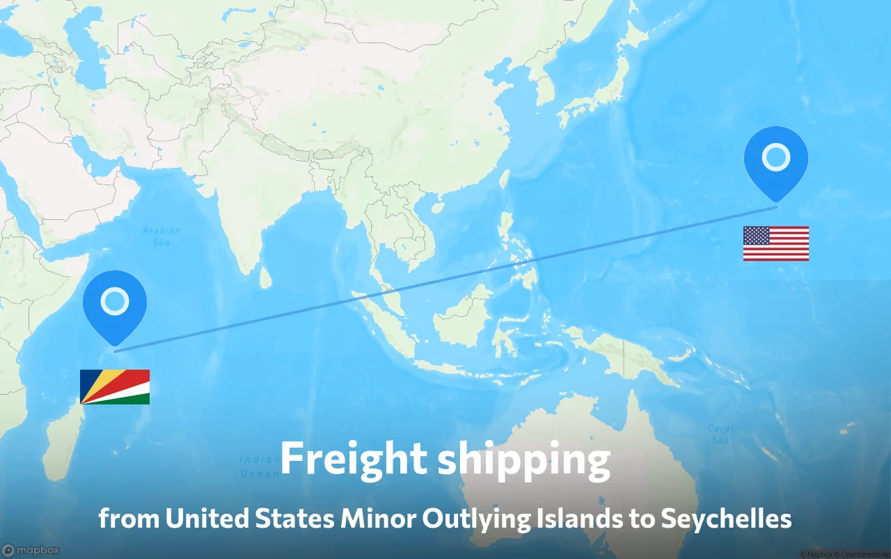 Shipping route from United States Minor Outlying Islands to Seychelles