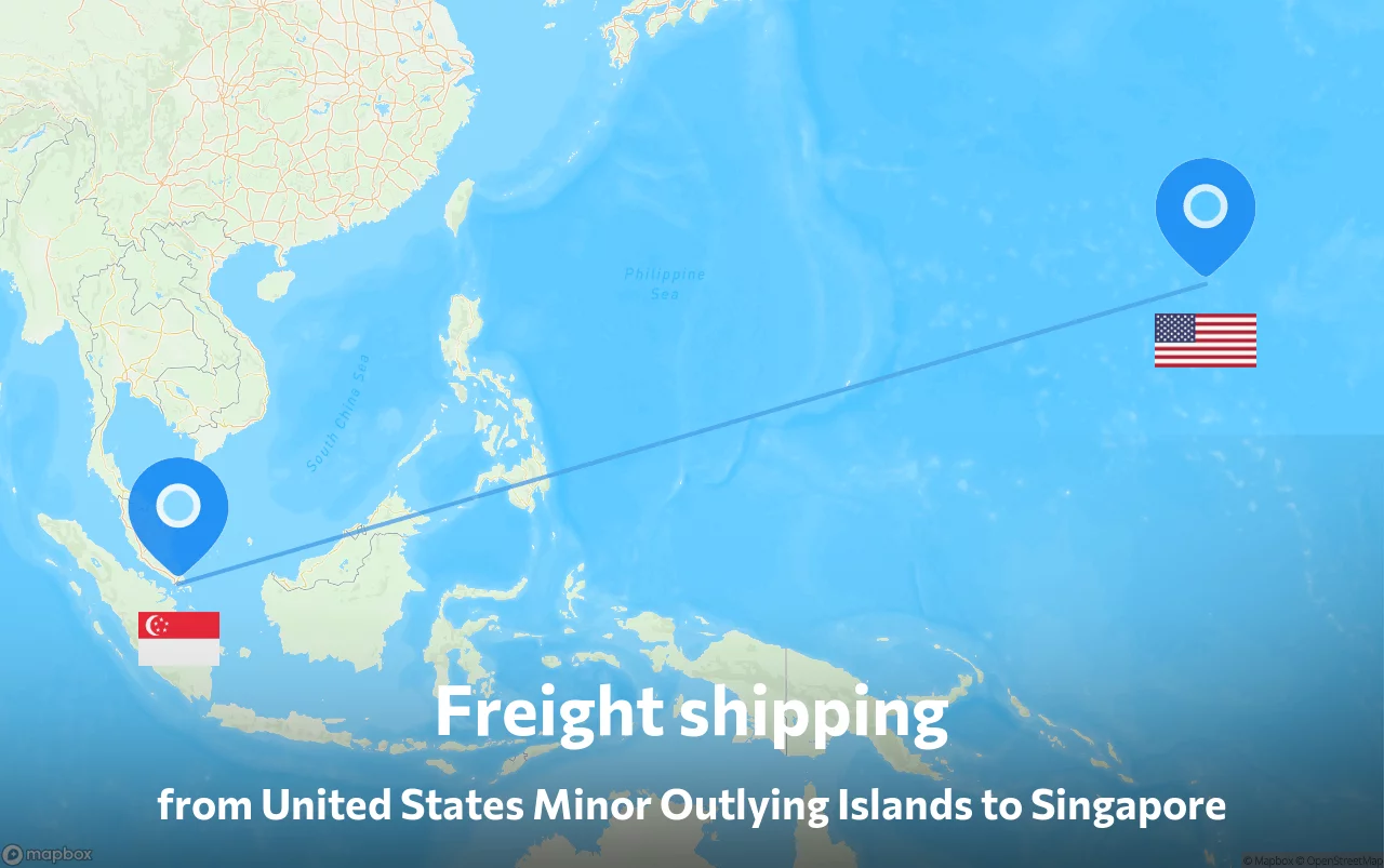Shipping route from United States Minor Outlying Islands to Singapore