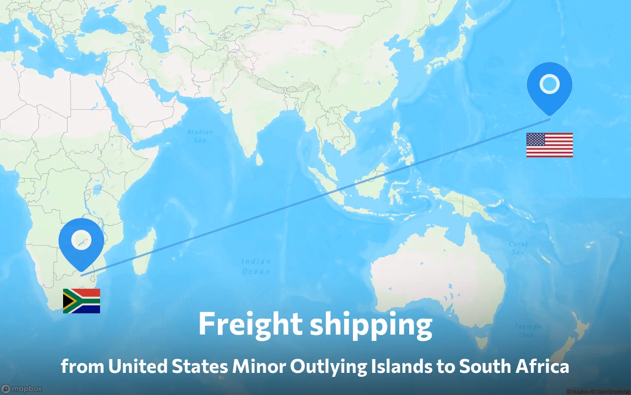 Shipping route from United States Minor Outlying Islands to South Africa