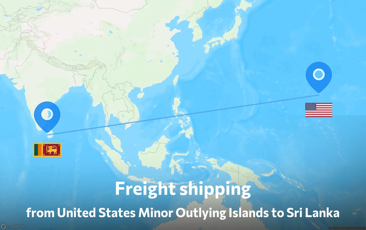 Shipping route from United States Minor Outlying Islands to Sri Lanka