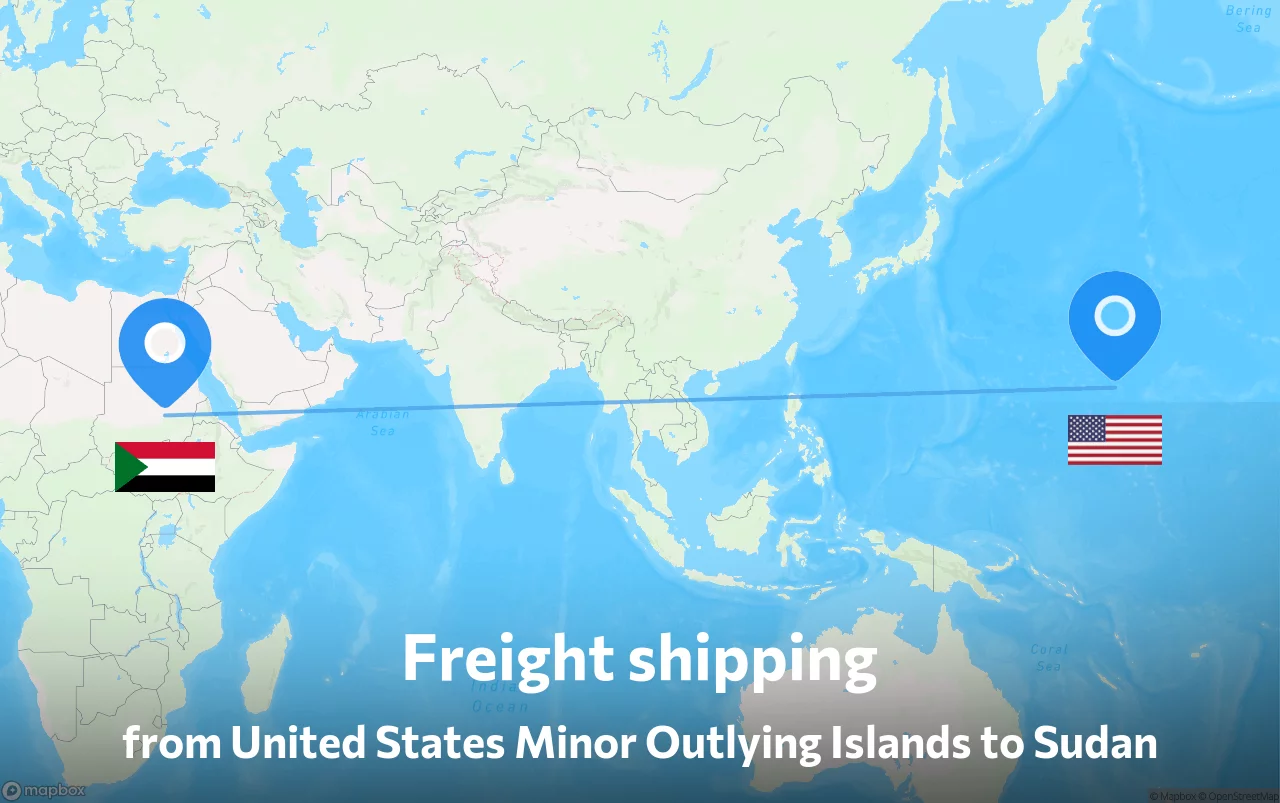 Shipping route from United States Minor Outlying Islands to Sudan