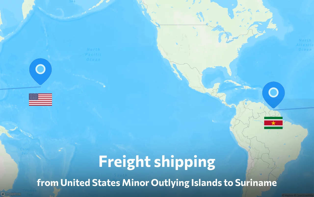 Shipping route from United States Minor Outlying Islands to Suriname