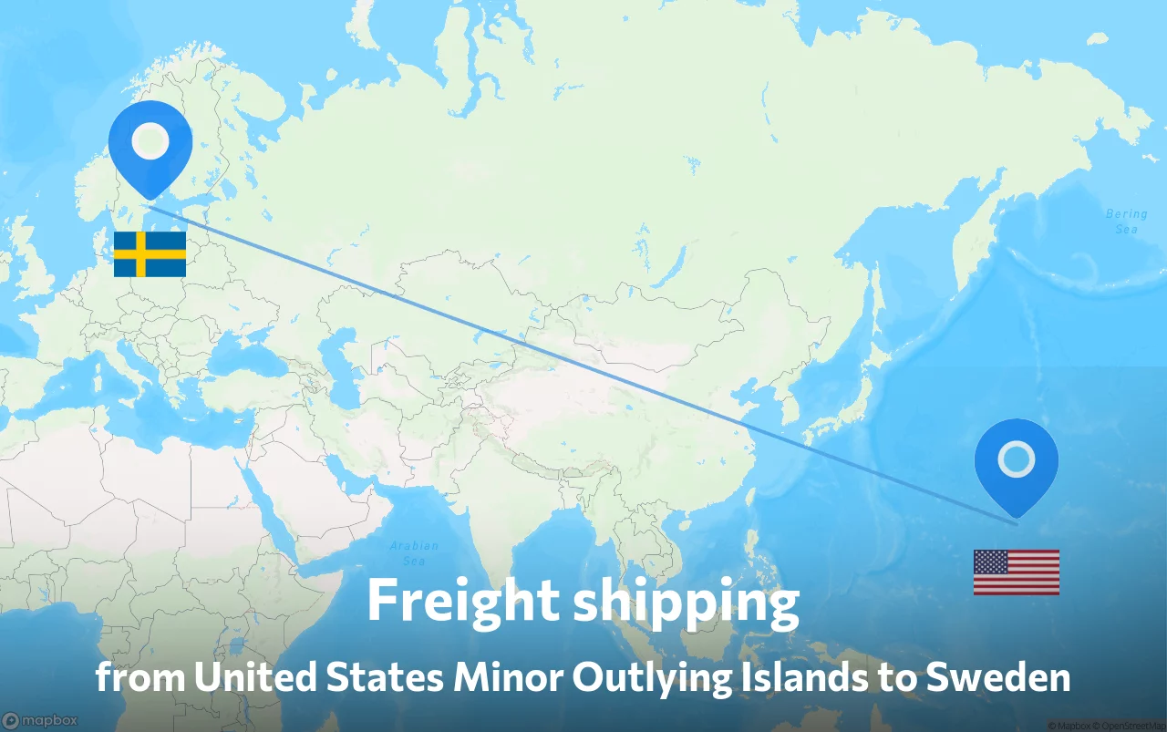 Shipping route from United States Minor Outlying Islands to Sweden