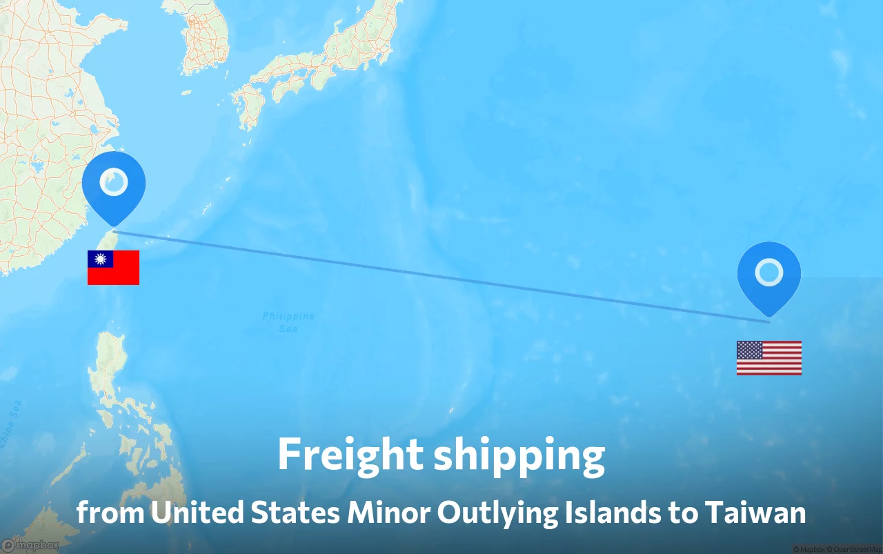 Shipping route from United States Minor Outlying Islands to Taiwan