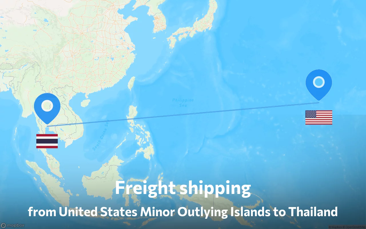 Shipping route from United States Minor Outlying Islands to Thailand