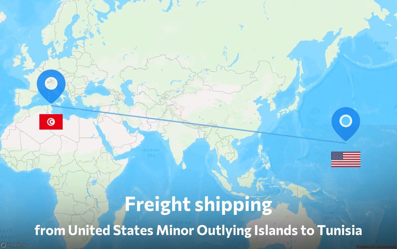 Shipping route from United States Minor Outlying Islands to Tunisia
