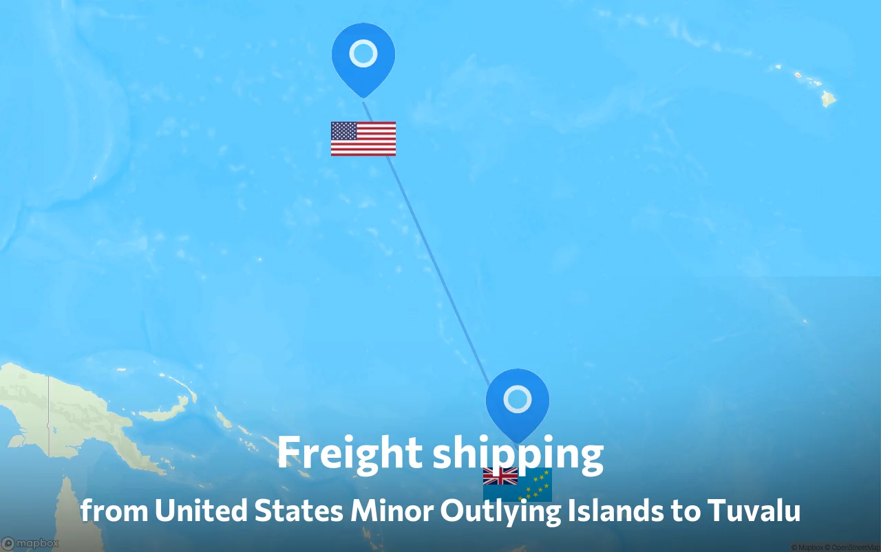 Shipping route from United States Minor Outlying Islands to Tuvalu