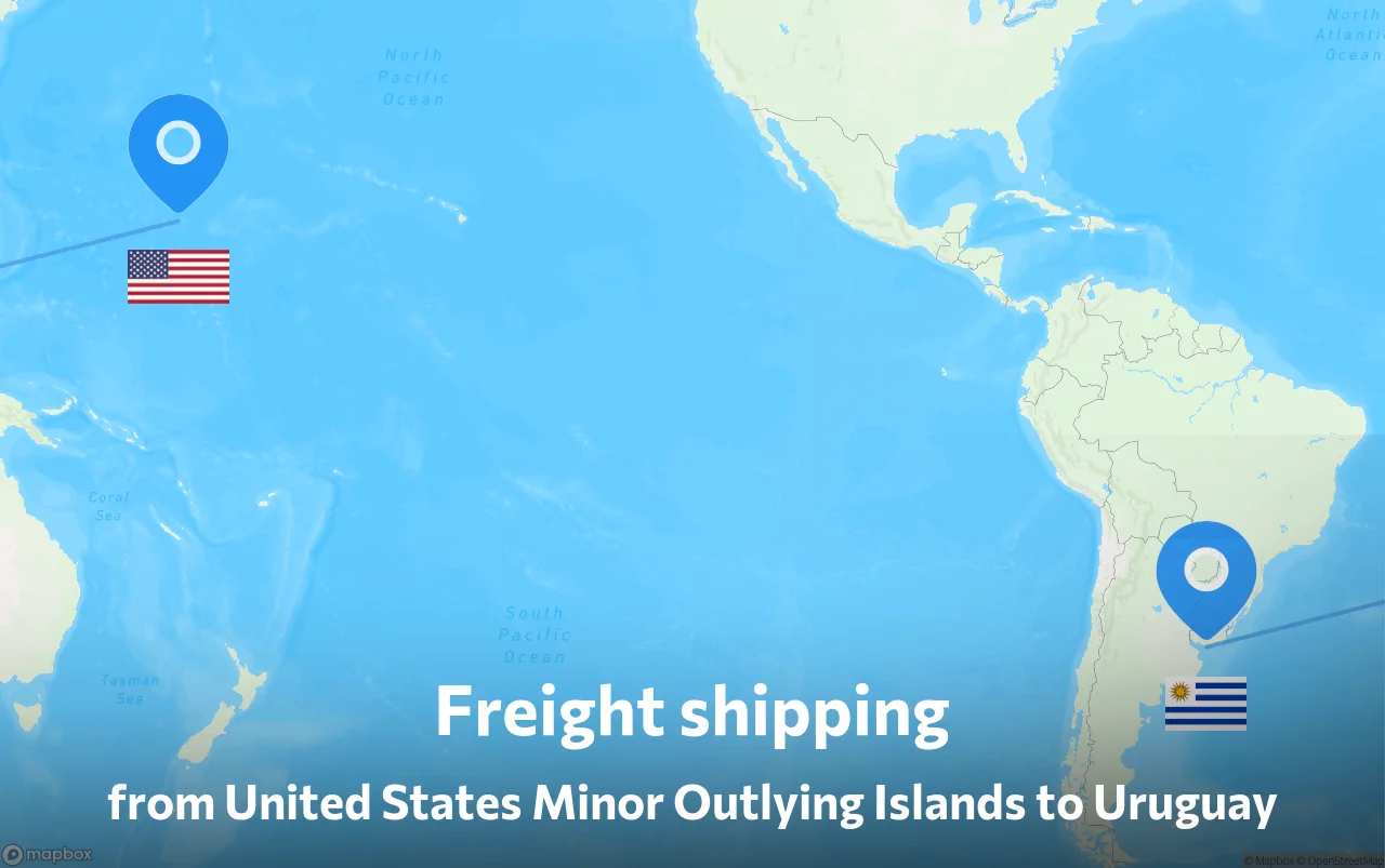 Shipping route from United States Minor Outlying Islands to Uruguay