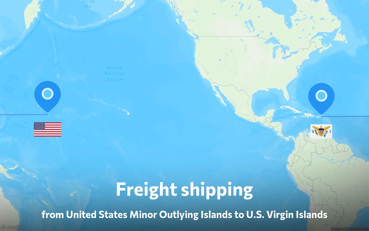 Shipping route from United States Minor Outlying Islands to U.S. Virgin Islands