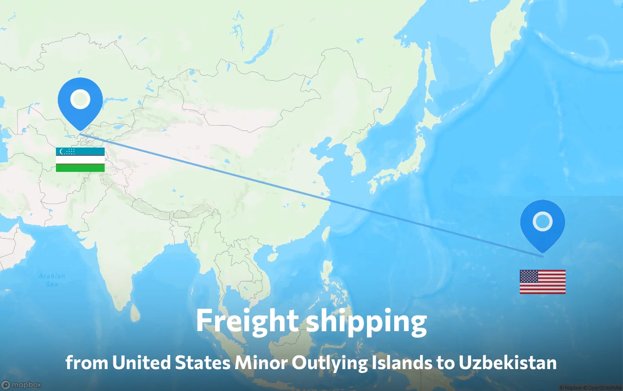 Shipping route from United States Minor Outlying Islands to Uzbekistan