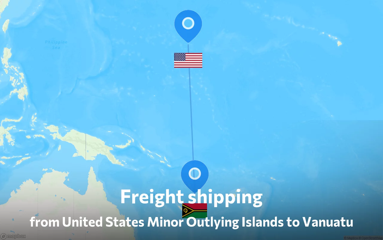 Shipping route from United States Minor Outlying Islands to Vanuatu