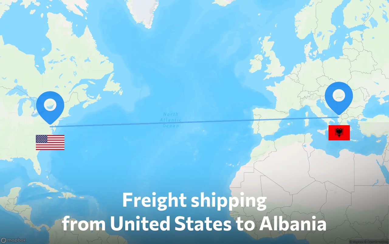Shipping route from United States to Albania