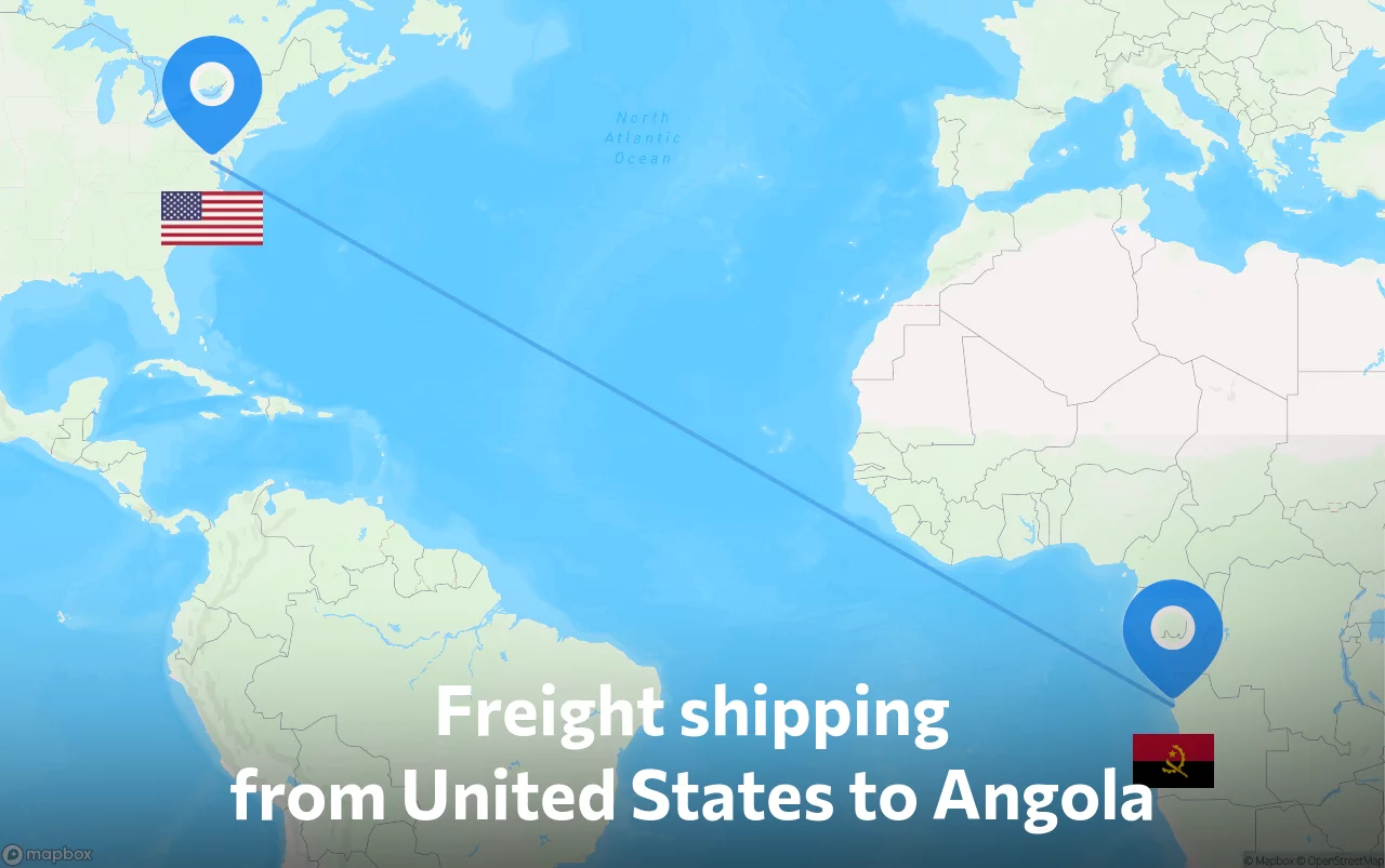 Shipping route from United States to Angola