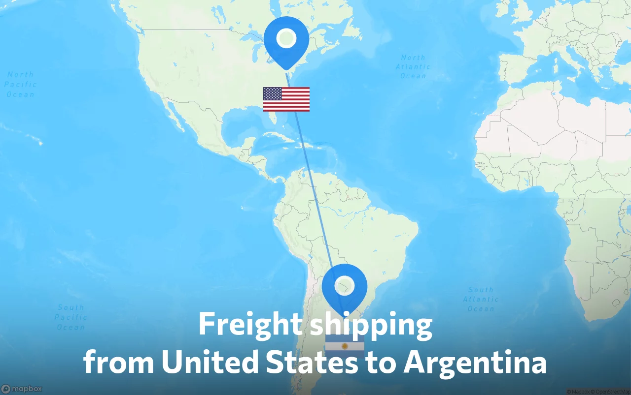 Shipping route from United States to Argentina
