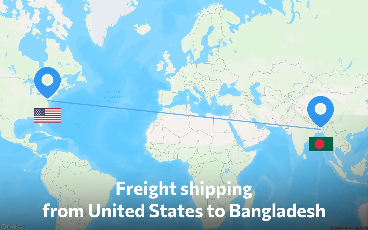 Shipping route from United States to Bangladesh