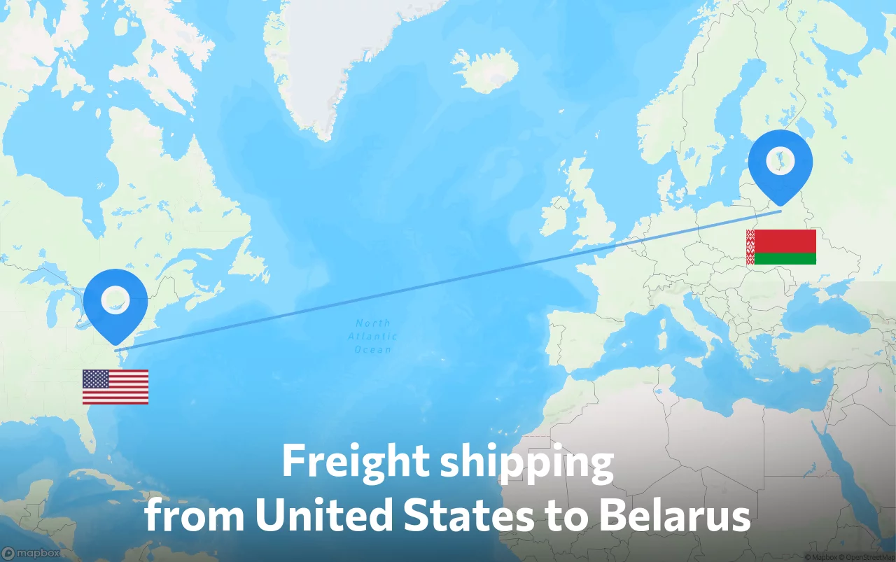 Shipping route from United States to Belarus