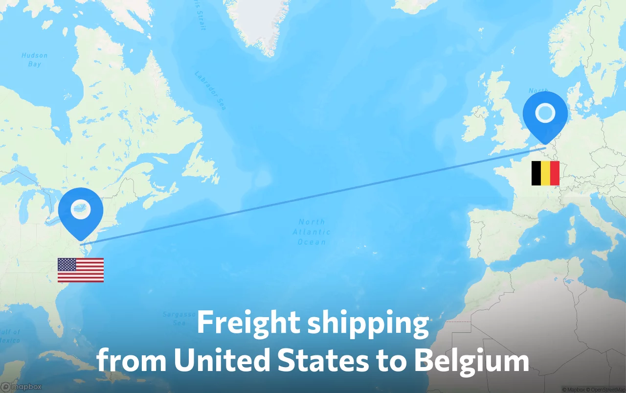 Shipping route from United States to Belgium