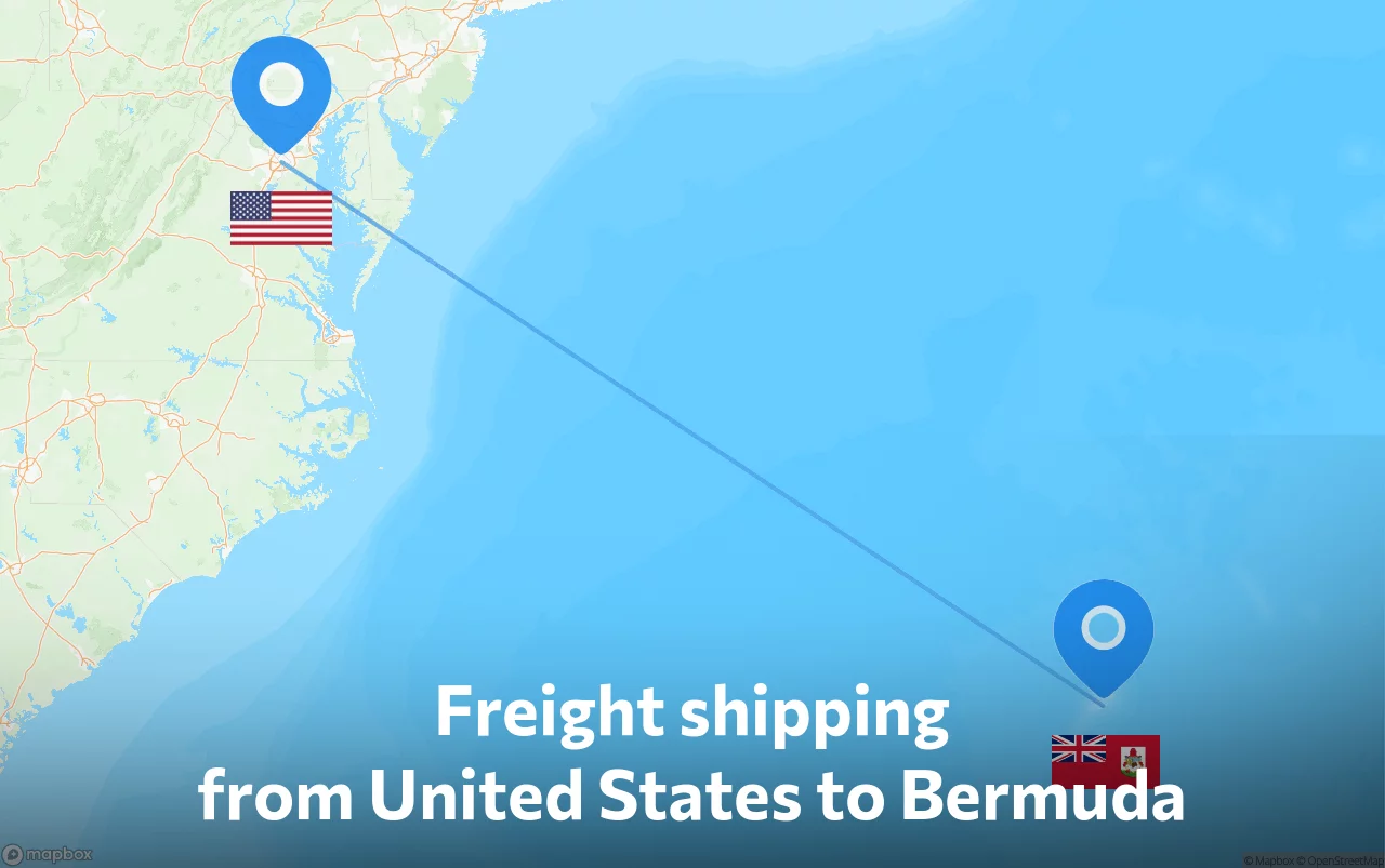 Shipping route from United States to Bermuda