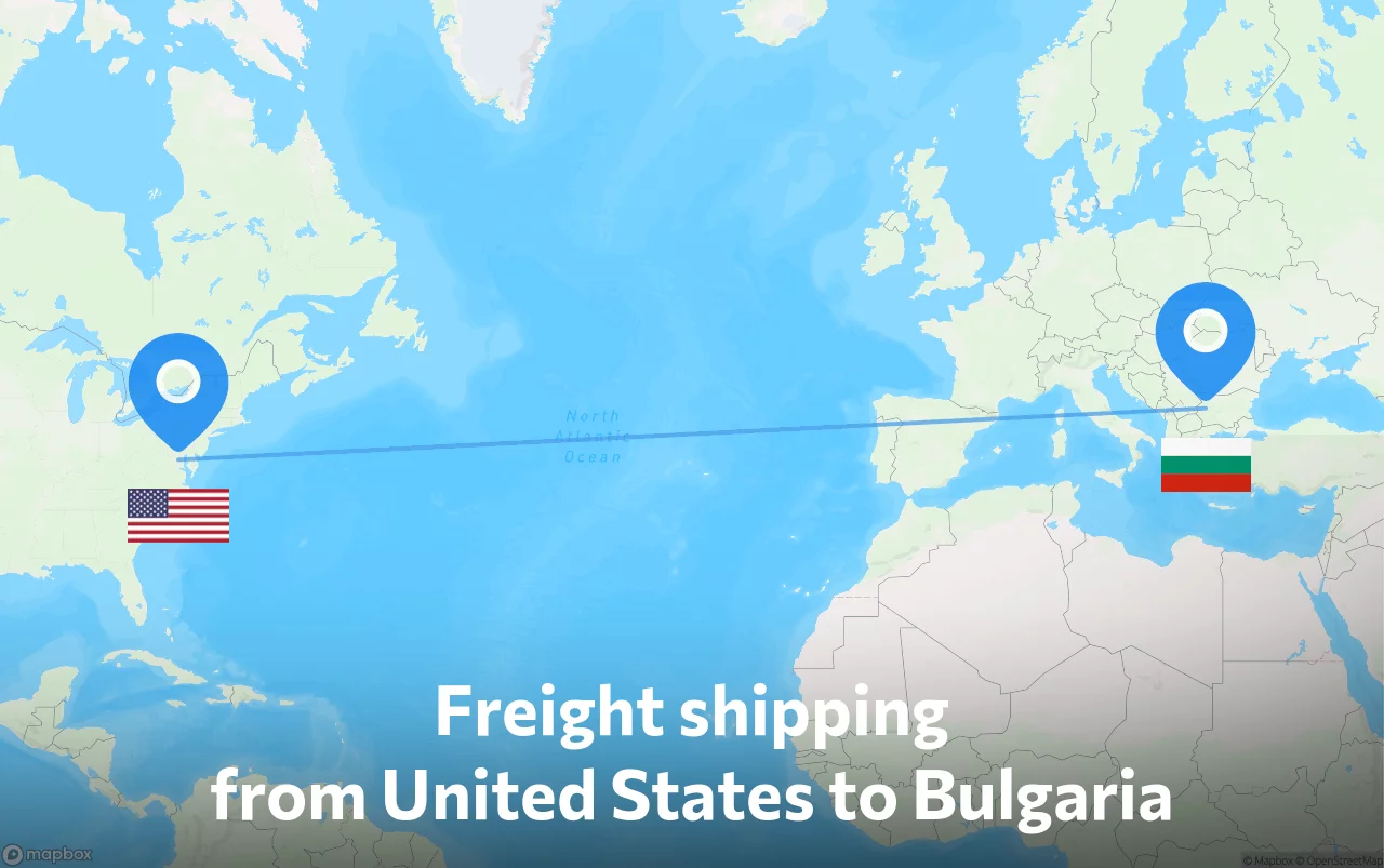 Shipping route from United States to Bulgaria