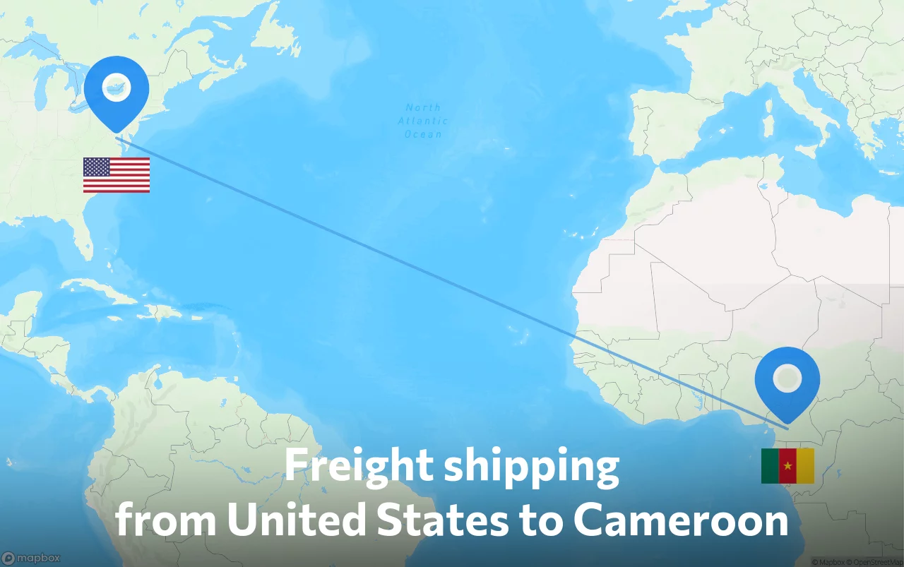 Shipping route from United States to Cameroon