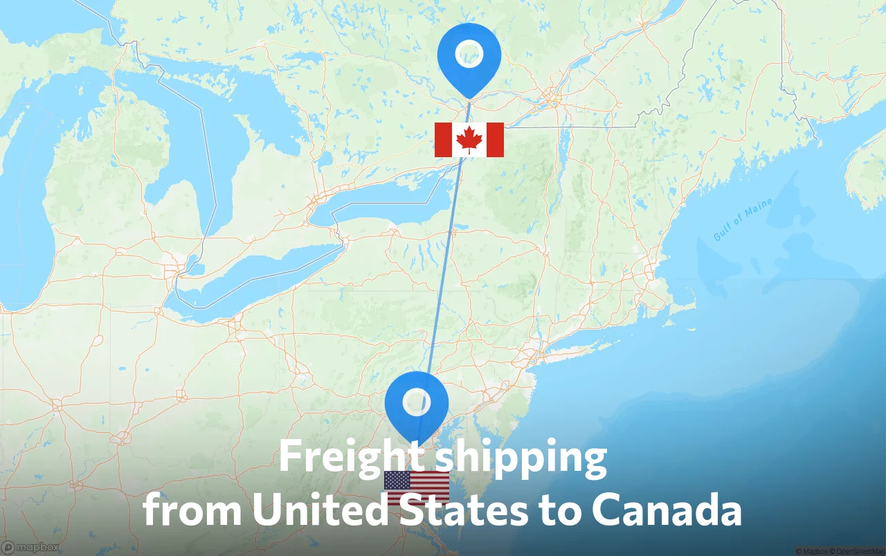 Shipping route from United States to Canada