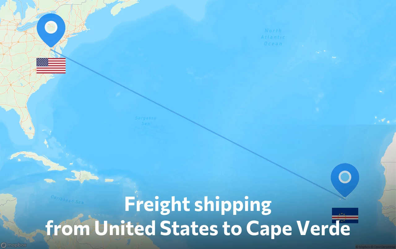 Shipping route from United States to Cape Verde