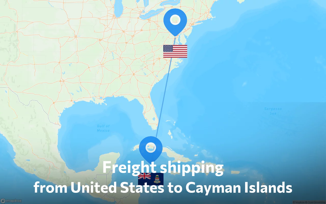 Shipping route from United States to Cayman Islands