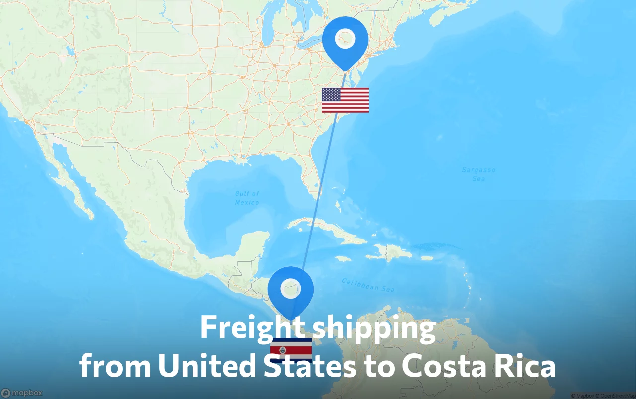 Shipping route from United States to Costa Rica