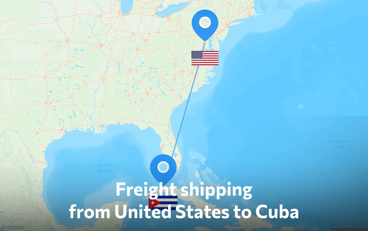 Shipping route from United States to Cuba
