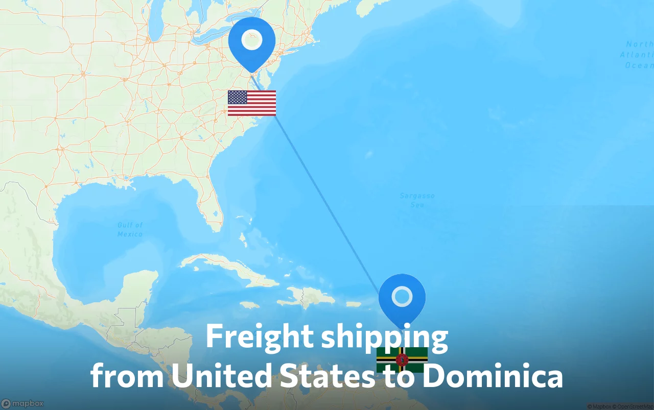Shipping route from United States to Dominica