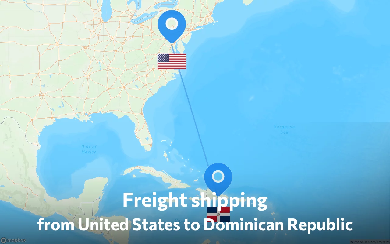 Shipping route from United States to Dominican Republic
