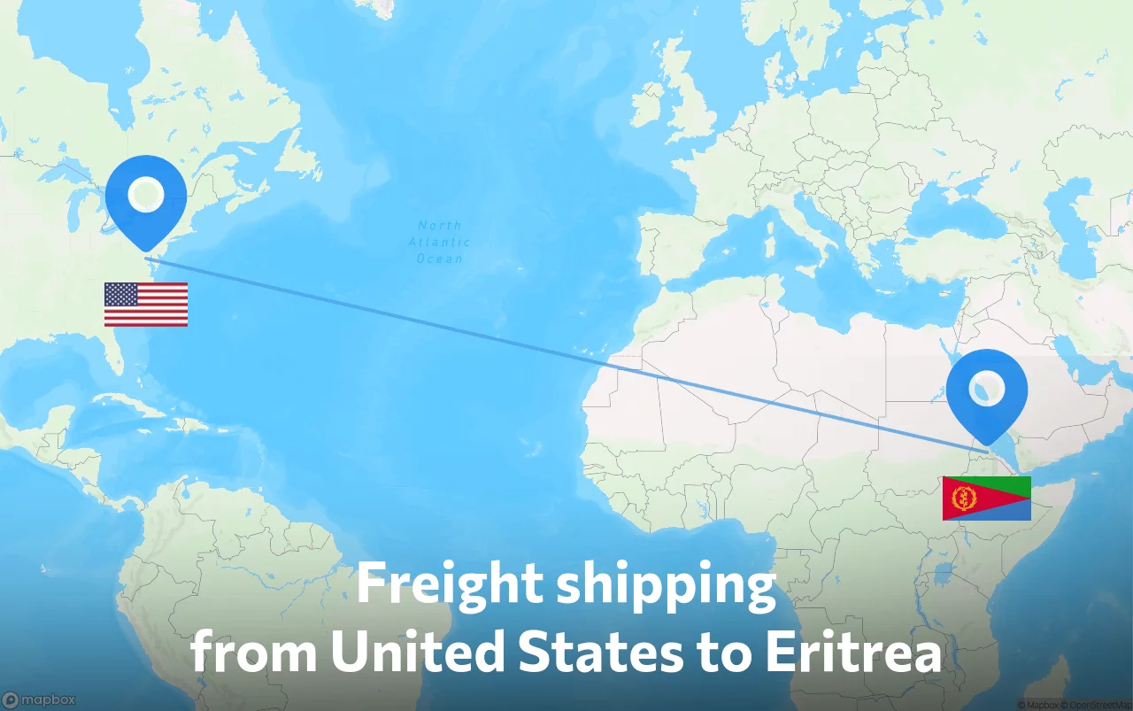 Shipping route from United States to Eritrea