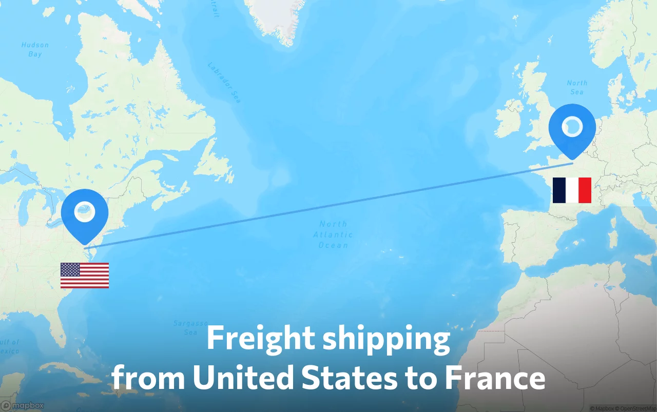 Shipping route from United States to France