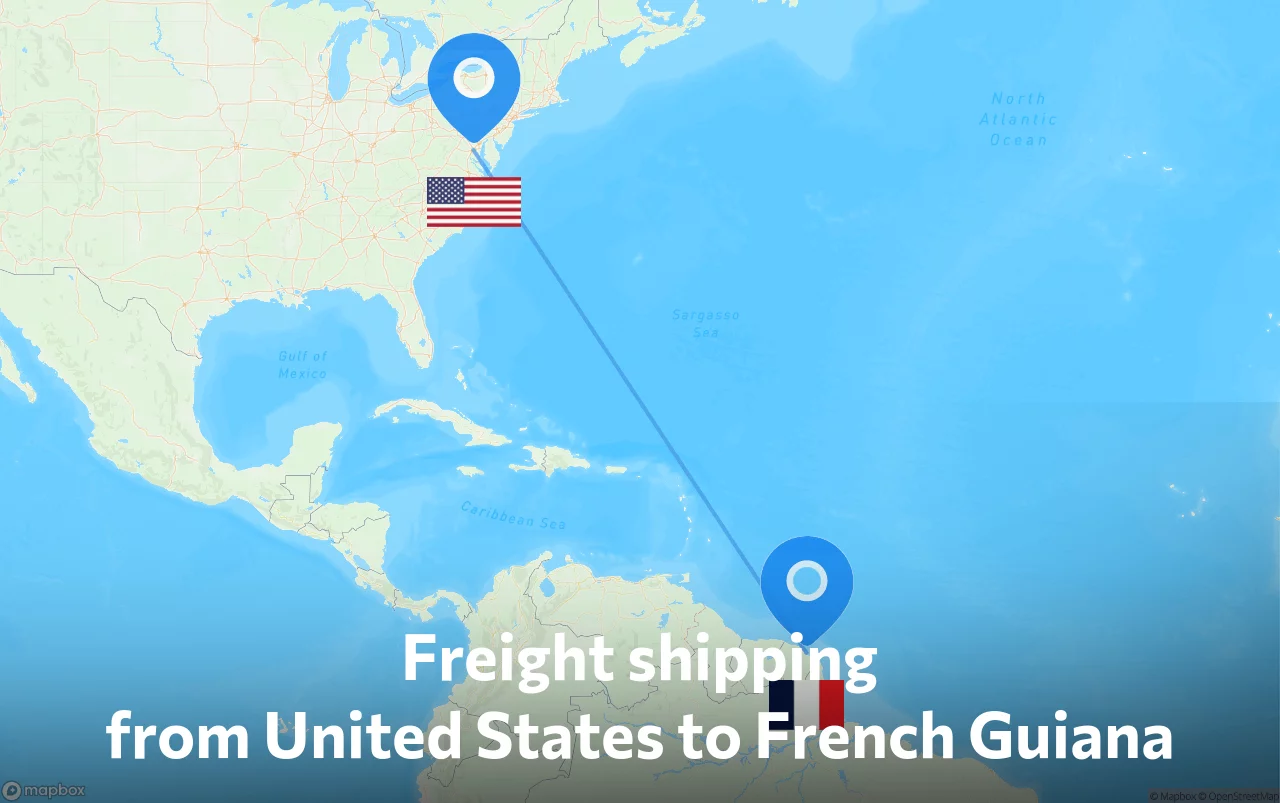Shipping route from United States to French Guiana