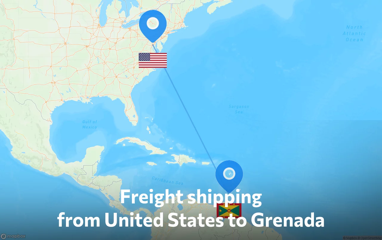 Shipping route from United States to Grenada