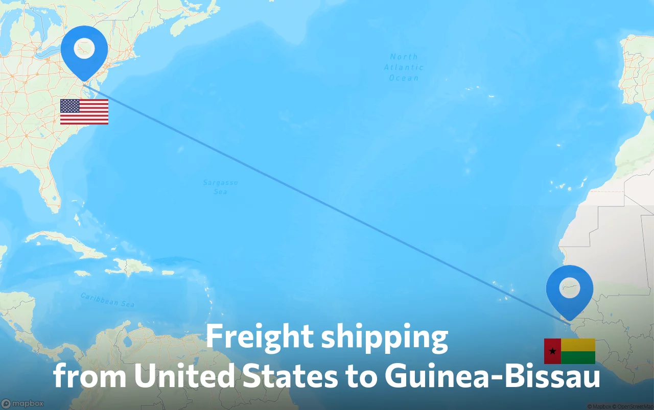 Shipping route from United States to Guinea-Bissau
