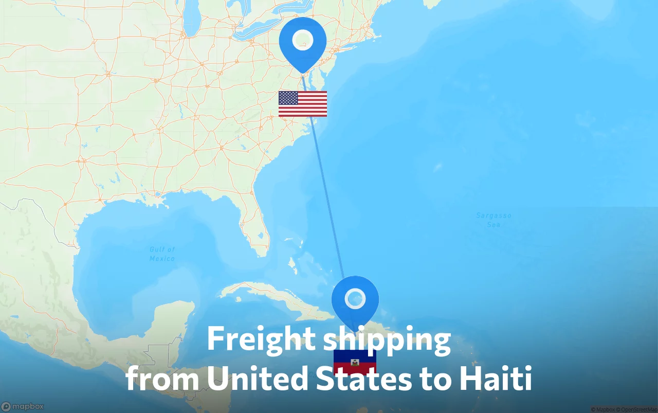 Shipping route from United States to Haiti