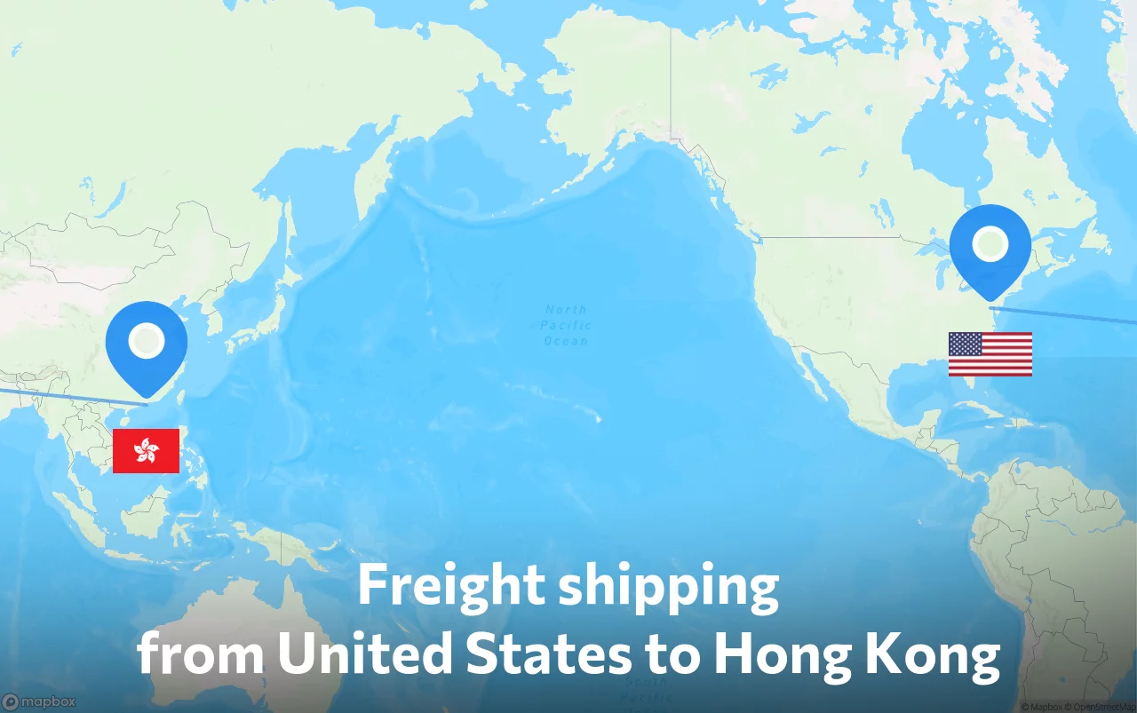 Shipping route from United States to Hong Kong