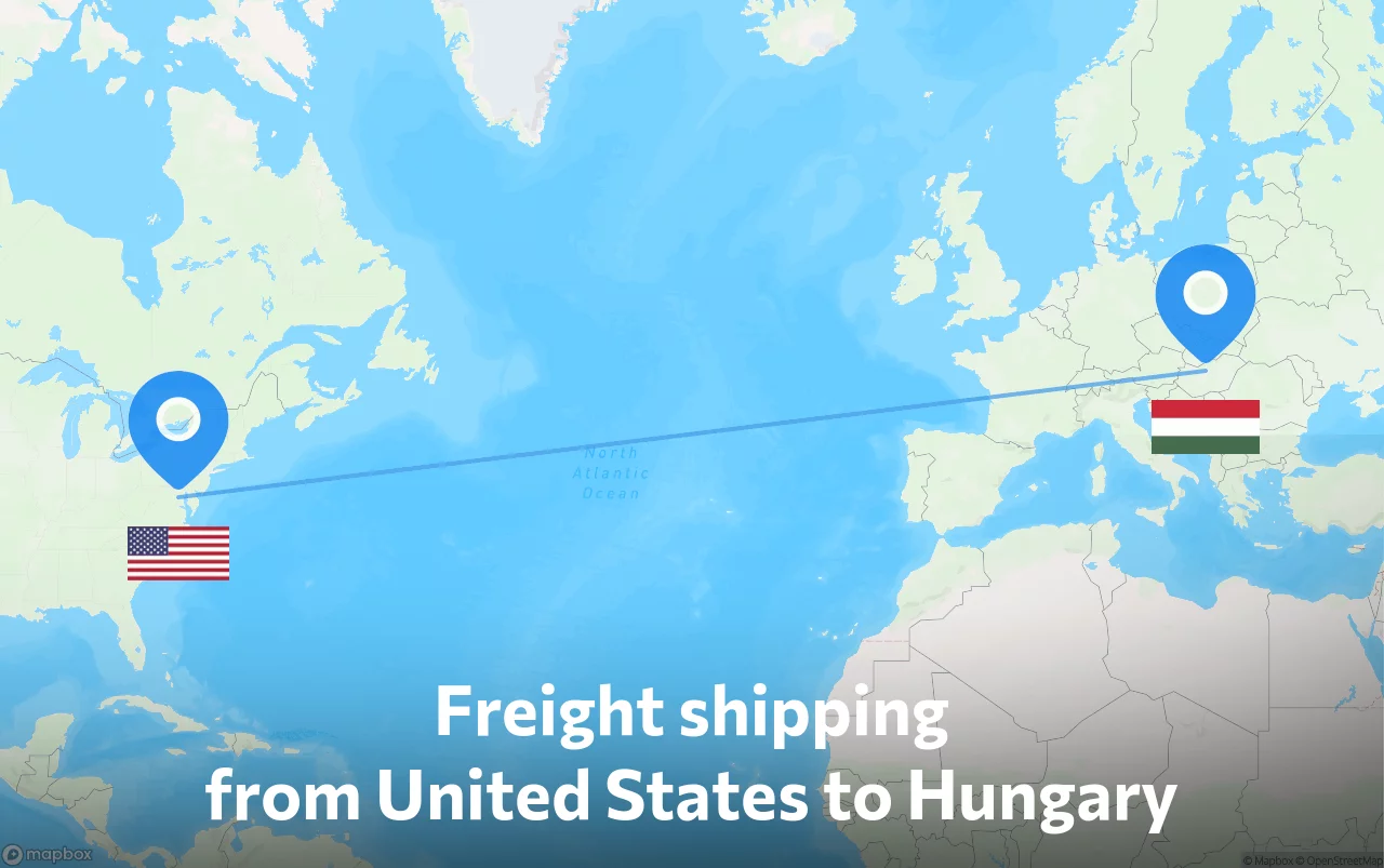 Shipping route from United States to Hungary