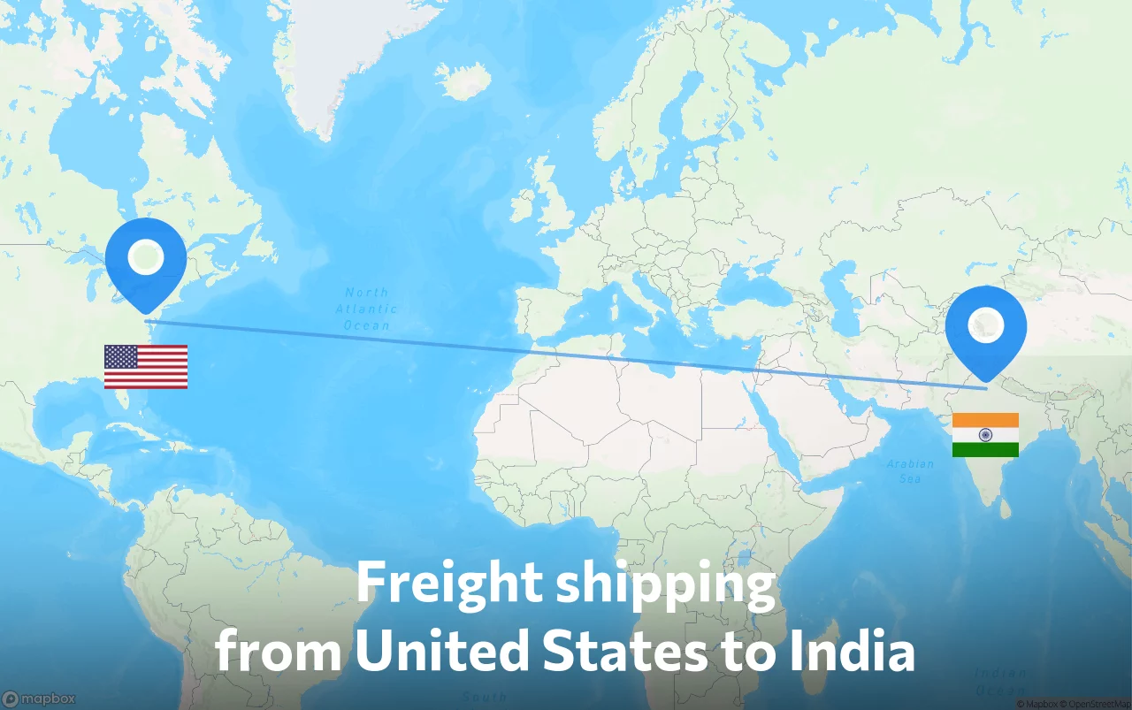 Shipping route from United States to India