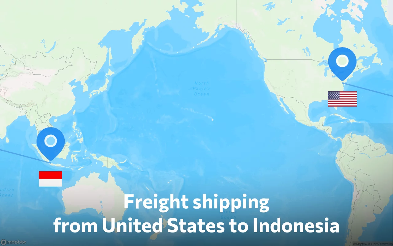 Shipping route from United States to Indonesia