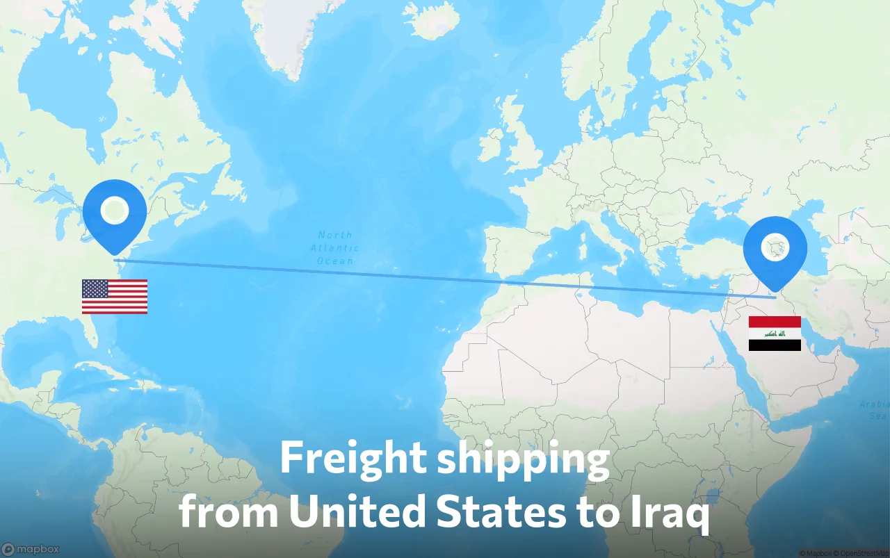 Shipping route from United States to Iraq