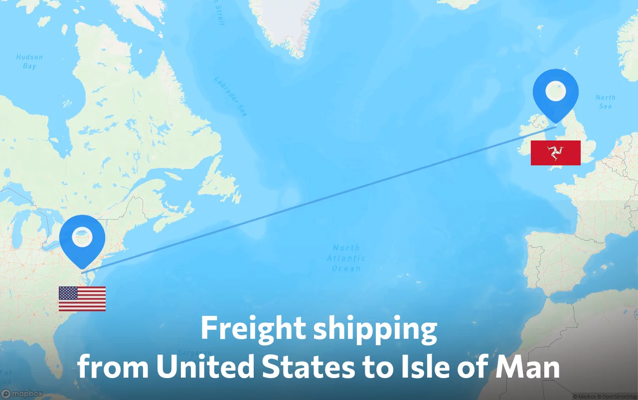 Shipping route from United States to Isle of Man