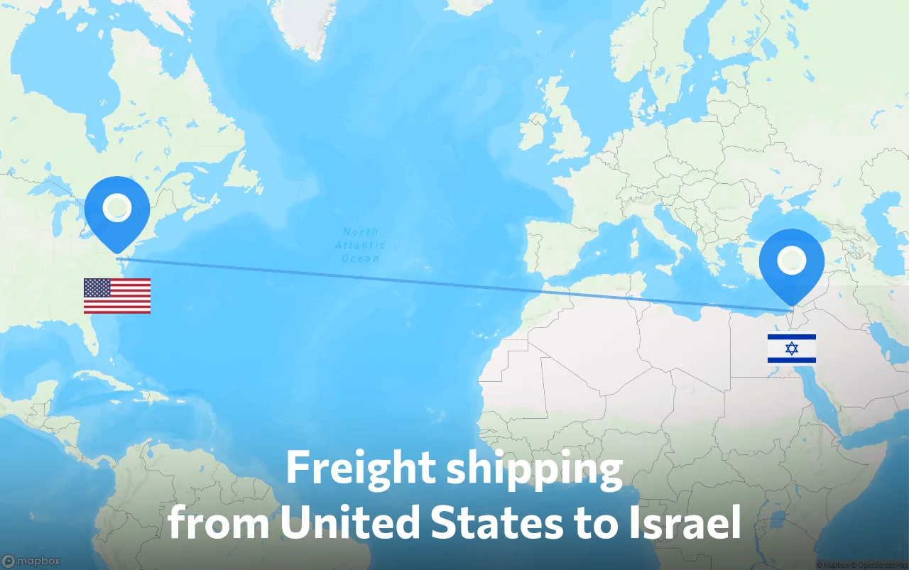 Shipping route from United States to Israel