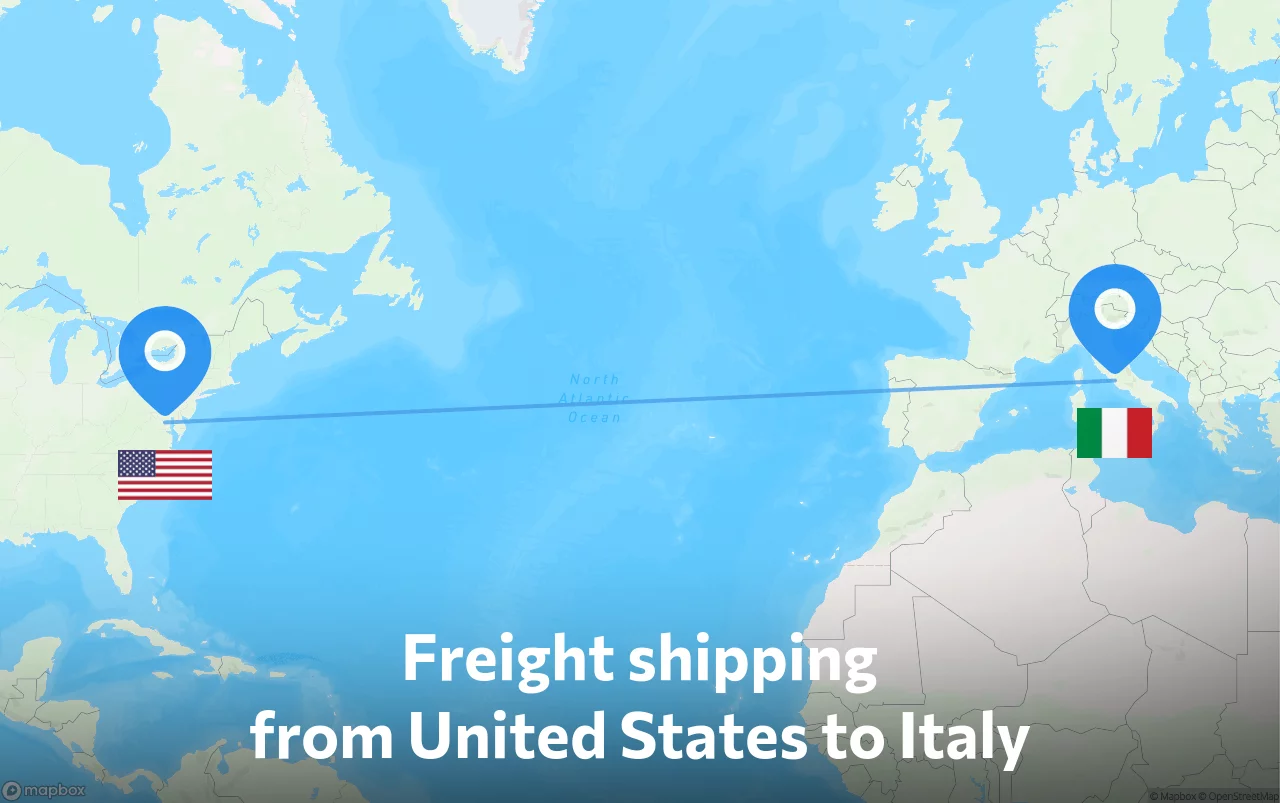 Shipping route from United States to Italy