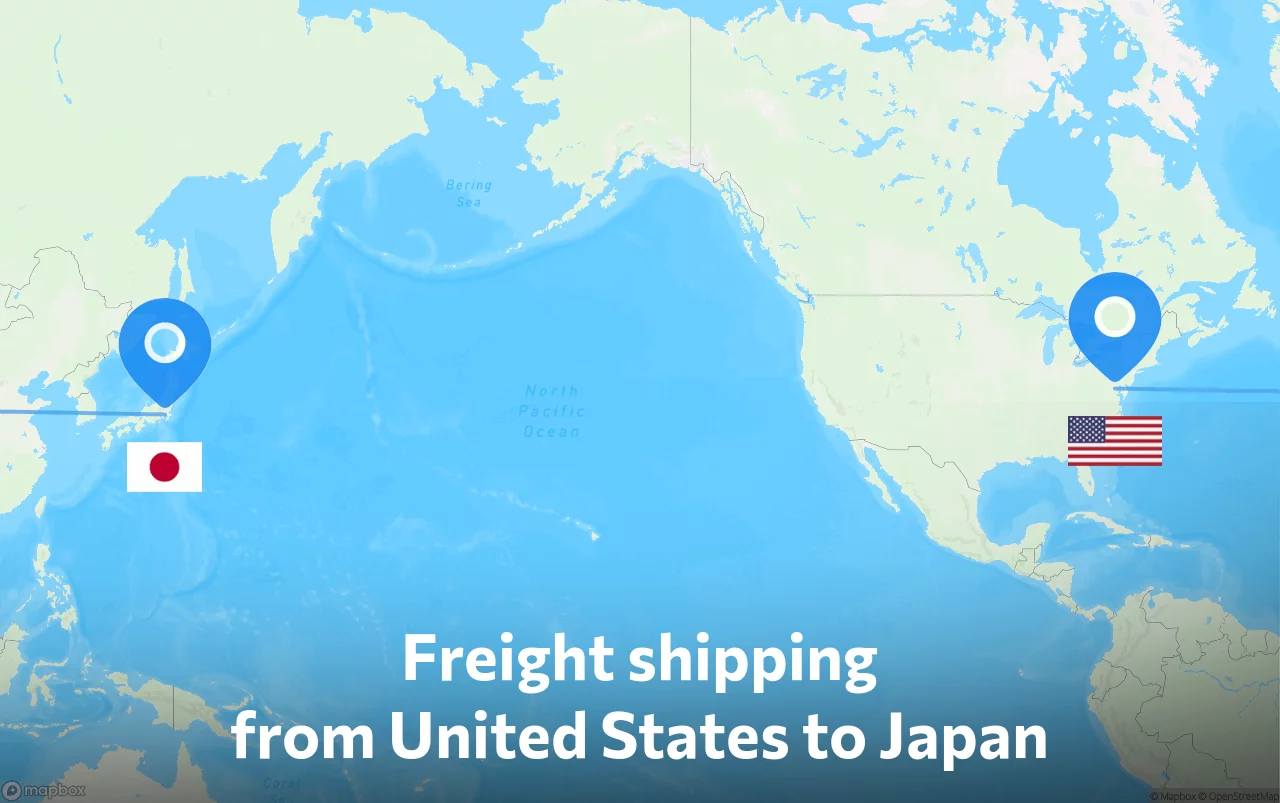 Shipping route from United States to Japan