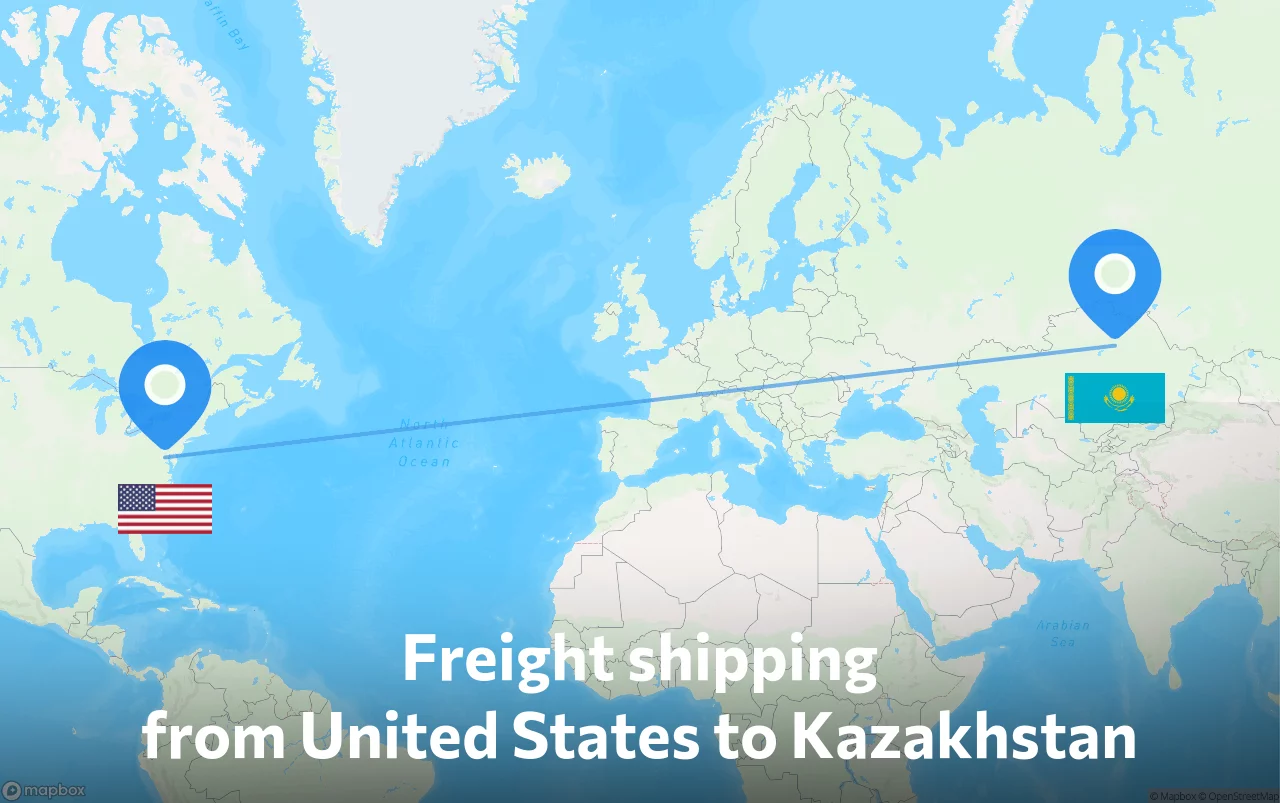 Shipping route from United States to Kazakhstan