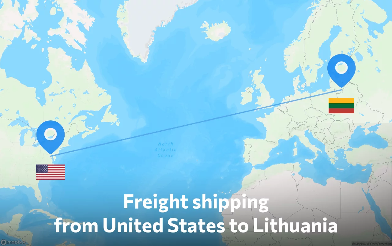 Shipping route from United States to Lithuania